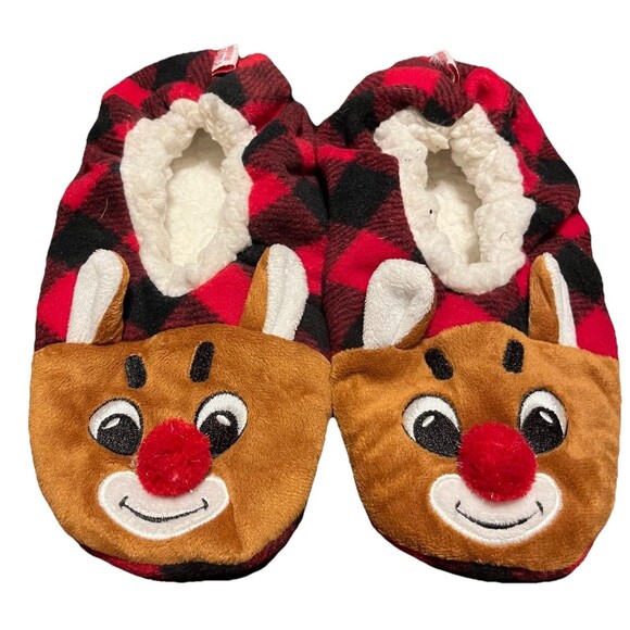 Rudolph the Red Nosed Reindeer Slipper Socks Slip Resistant Unisex Adult M-L EUC - Picture 1 of 8